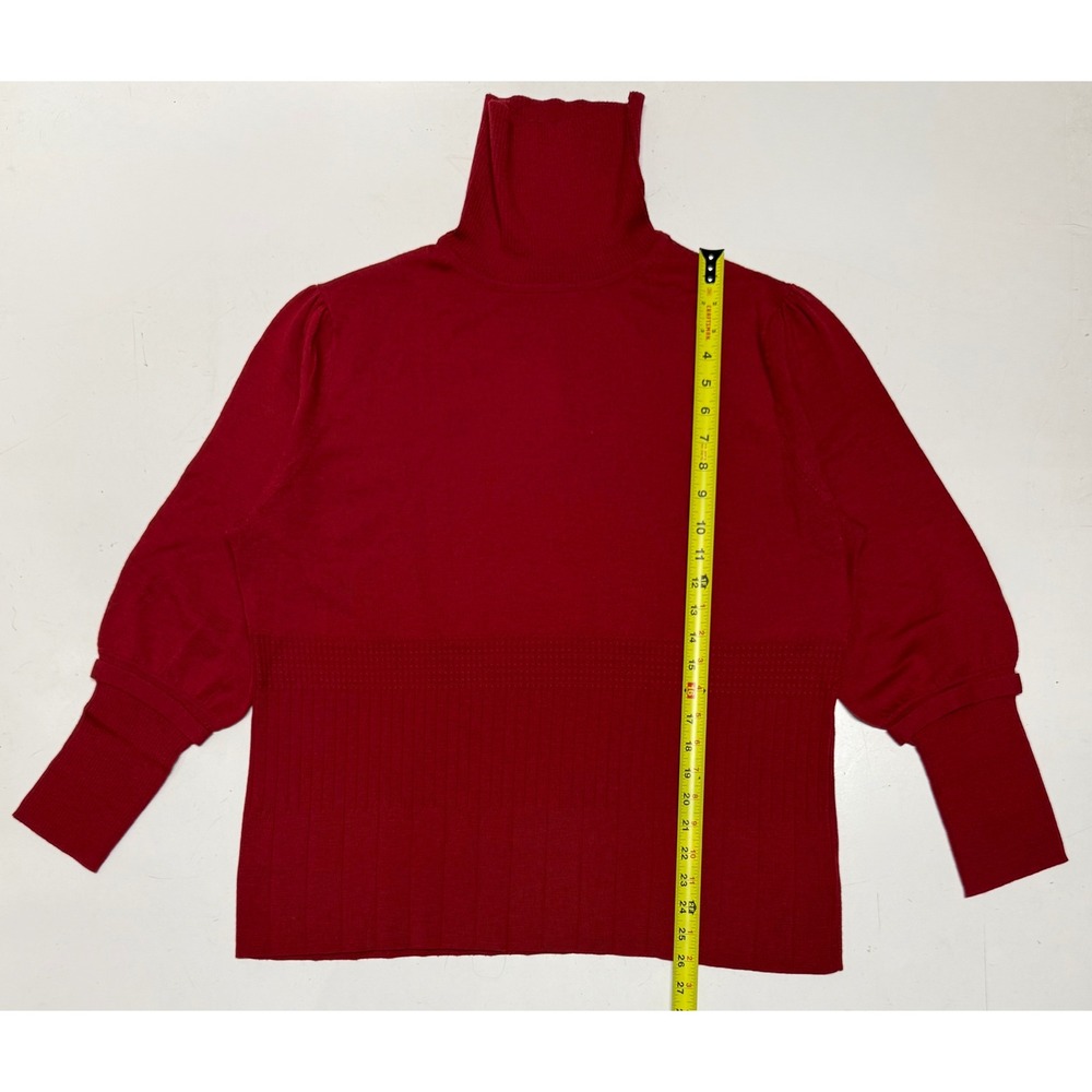 Pendleton Plus Red 100% Merino Wool Turtleneck Sweater Puff Sleeve 2X Womens